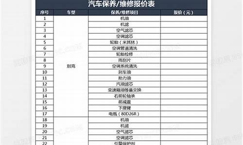 汽车保养项目价格明细_汽车保养项目价格明细表